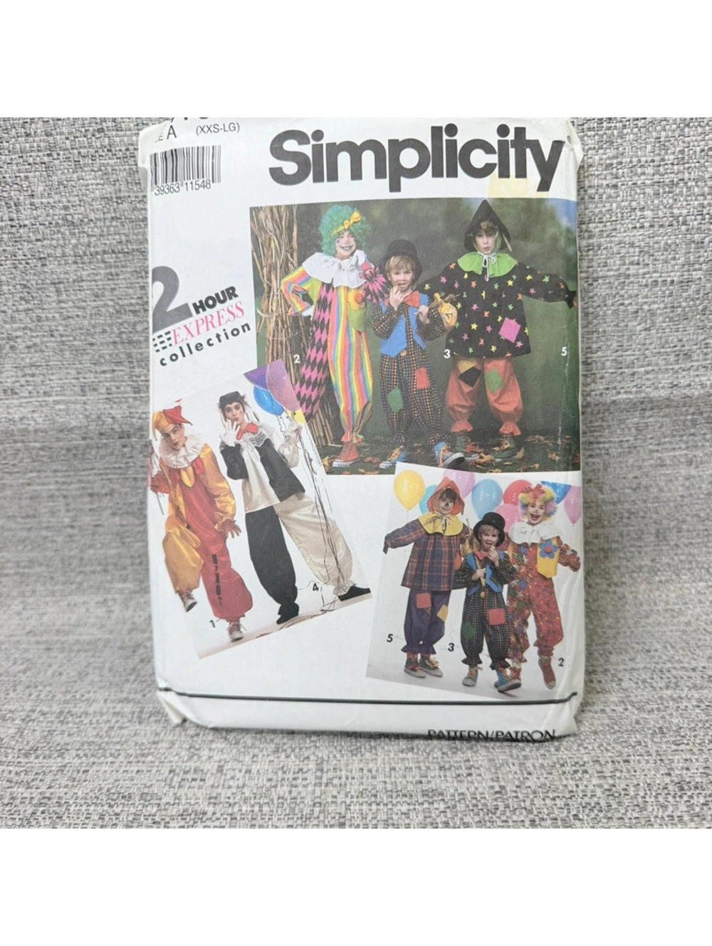 Vintage Simplicity 2 Hour Express Clown Costume Sewing Pattern Kids Adult
